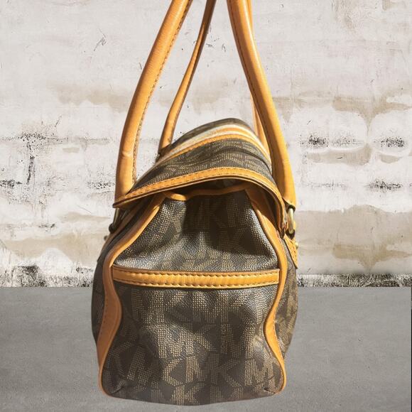 Michael Kors Brown Monogram Racer Stripe Orange & White Large Satchel or Mask - Picture 5 of 8